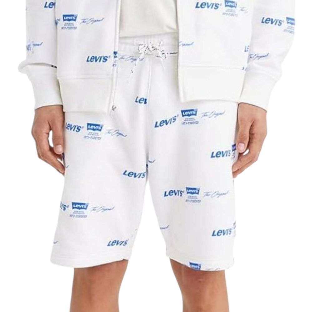 Levi's White and Blue Triple Logo Sweat Shorts